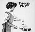 Featured in a 1909 spread, this image created a villainous image of "Typhoid Mary," cracking skulls into a skillet. 